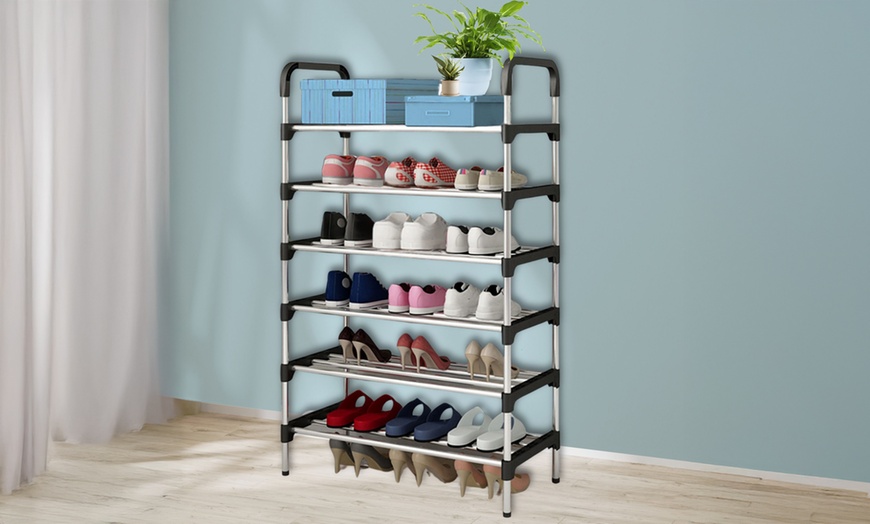 Image 1: Six Tier Space Saving Shoe Rack 