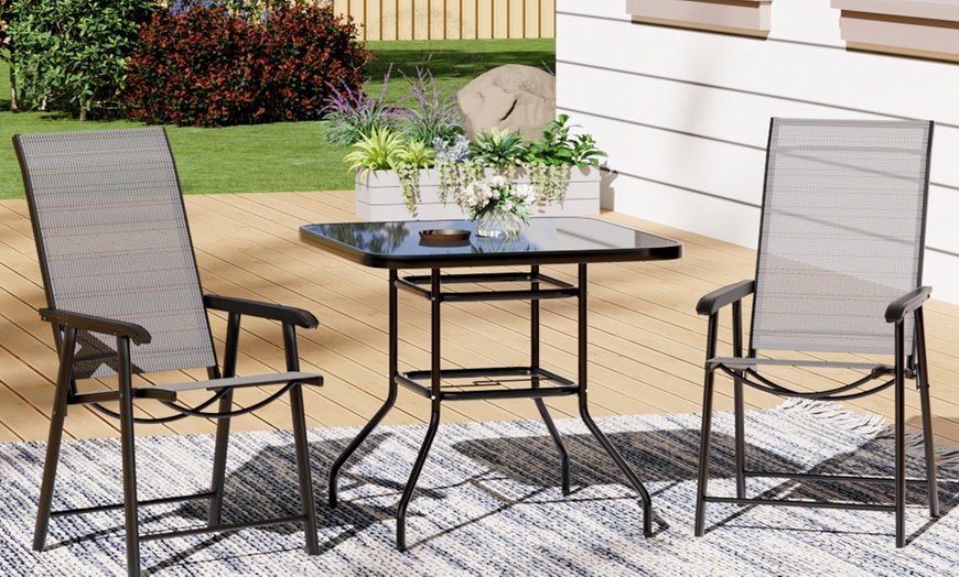 Image 13: Tempered Glass Table with Two Chairs