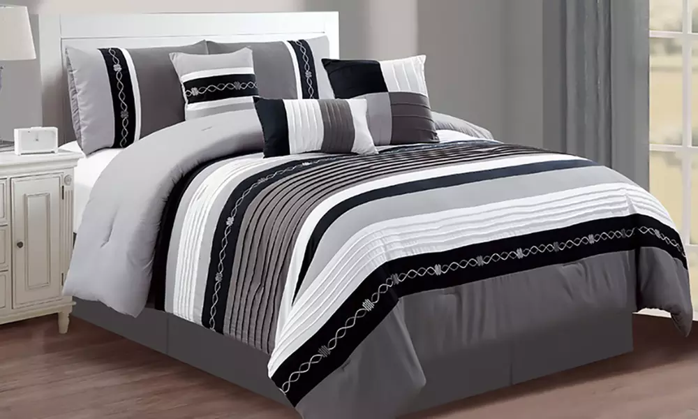 Embellished Embroidered Comforter Set (7-Piece). Multiple Styles Available. - Primary Image