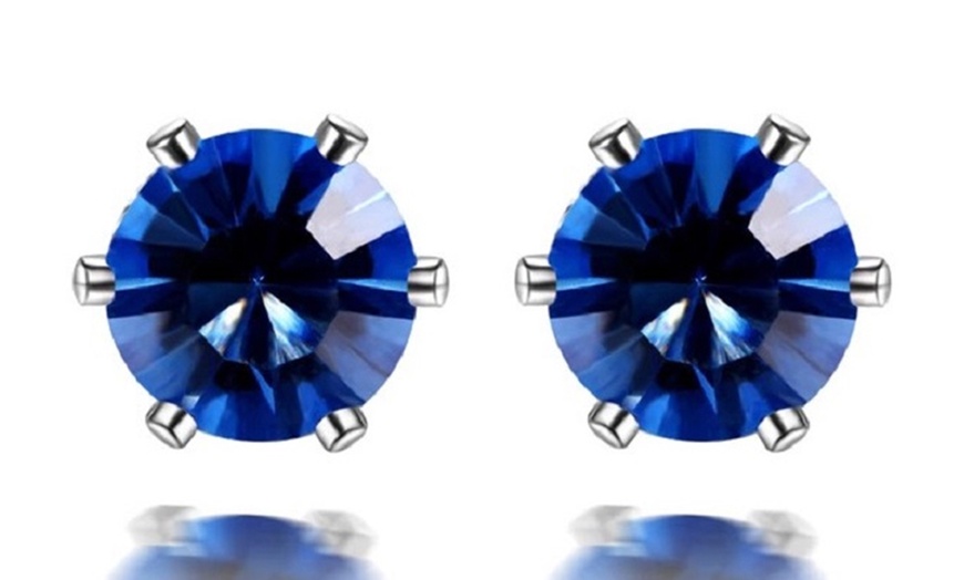 Image 2: Simulated-Sapphire Stud Earrings