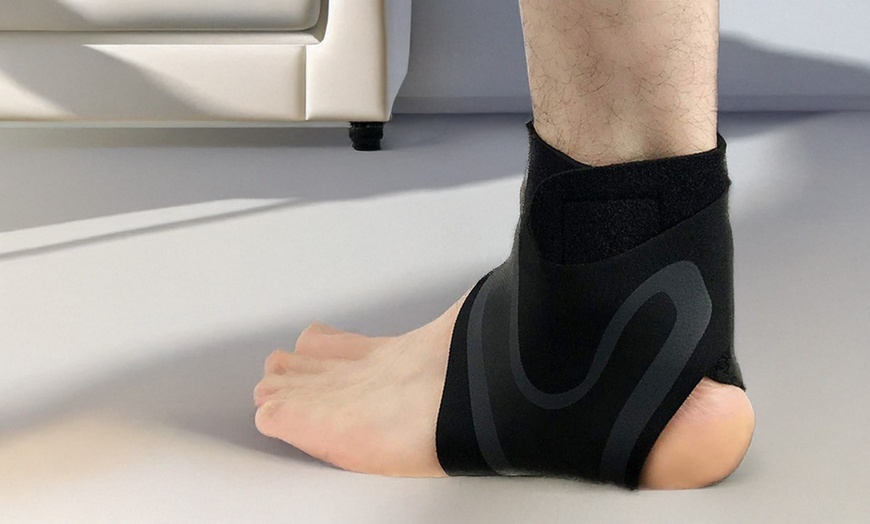 Image 1: 1 Pair Elastic Adjustable Ankle Brace Support Sports Protector Foot Wrap