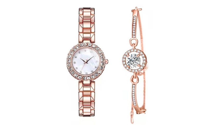 Image 5: Ensemble bracelet et montre assortis avec strass