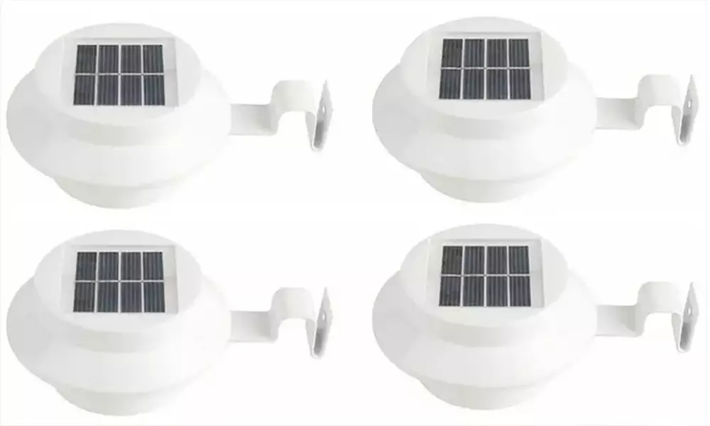 Brighten Your Space: 2, 4, or 8 Solar Fence Gutter Lights: White/Black