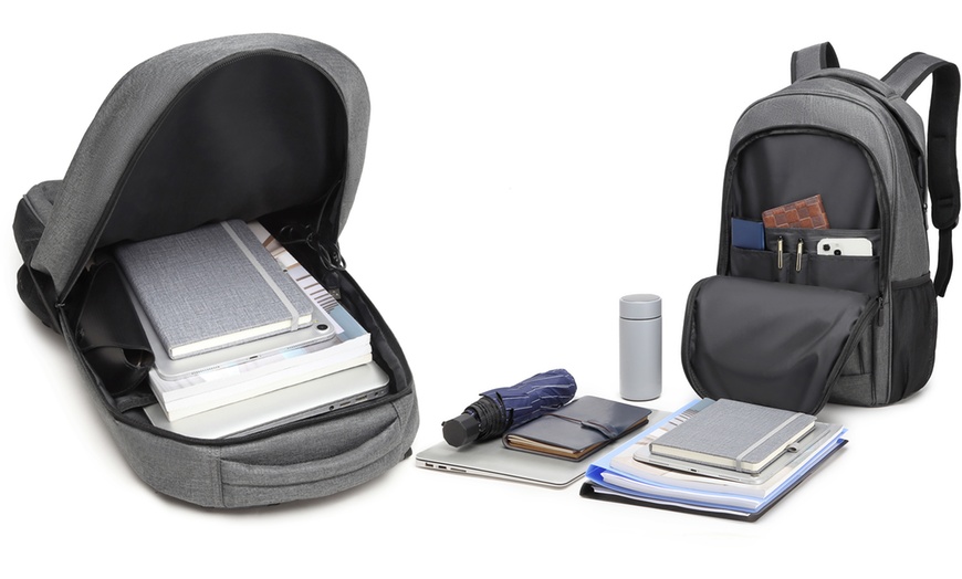 Image 6: KONO Travel Backpack Business Bag with USB Port and Laptop Compartment