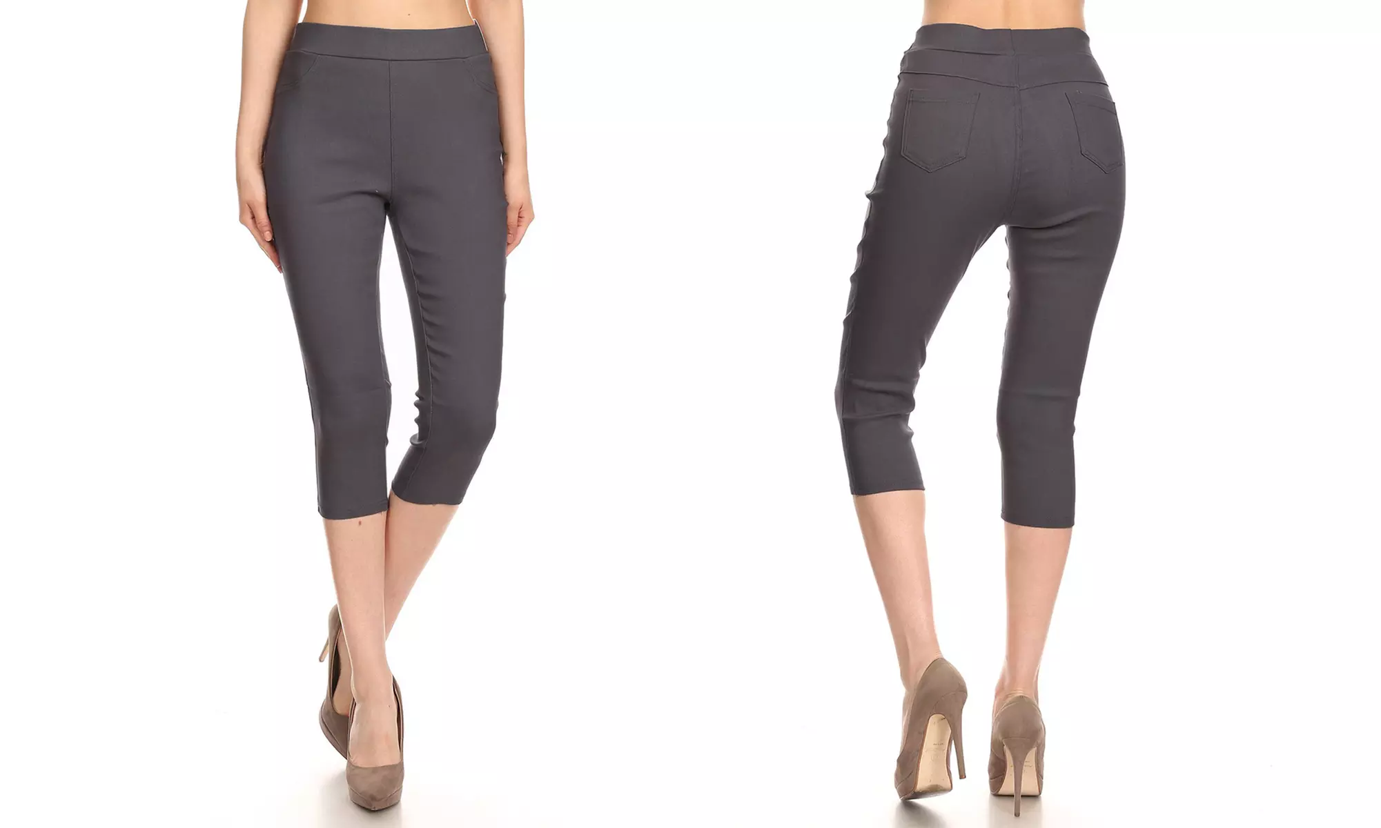 Women's High Waist Capris Pants Pull-On Stretchy Cropped Jeggings Size S-3XL