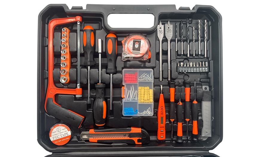 Image 3: Kit de herramientas de 100 piezas con taladro atornillador