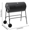 Image 6: Outdoor Garden Trolley Barrel Charcoal Grill with Temperature Control
