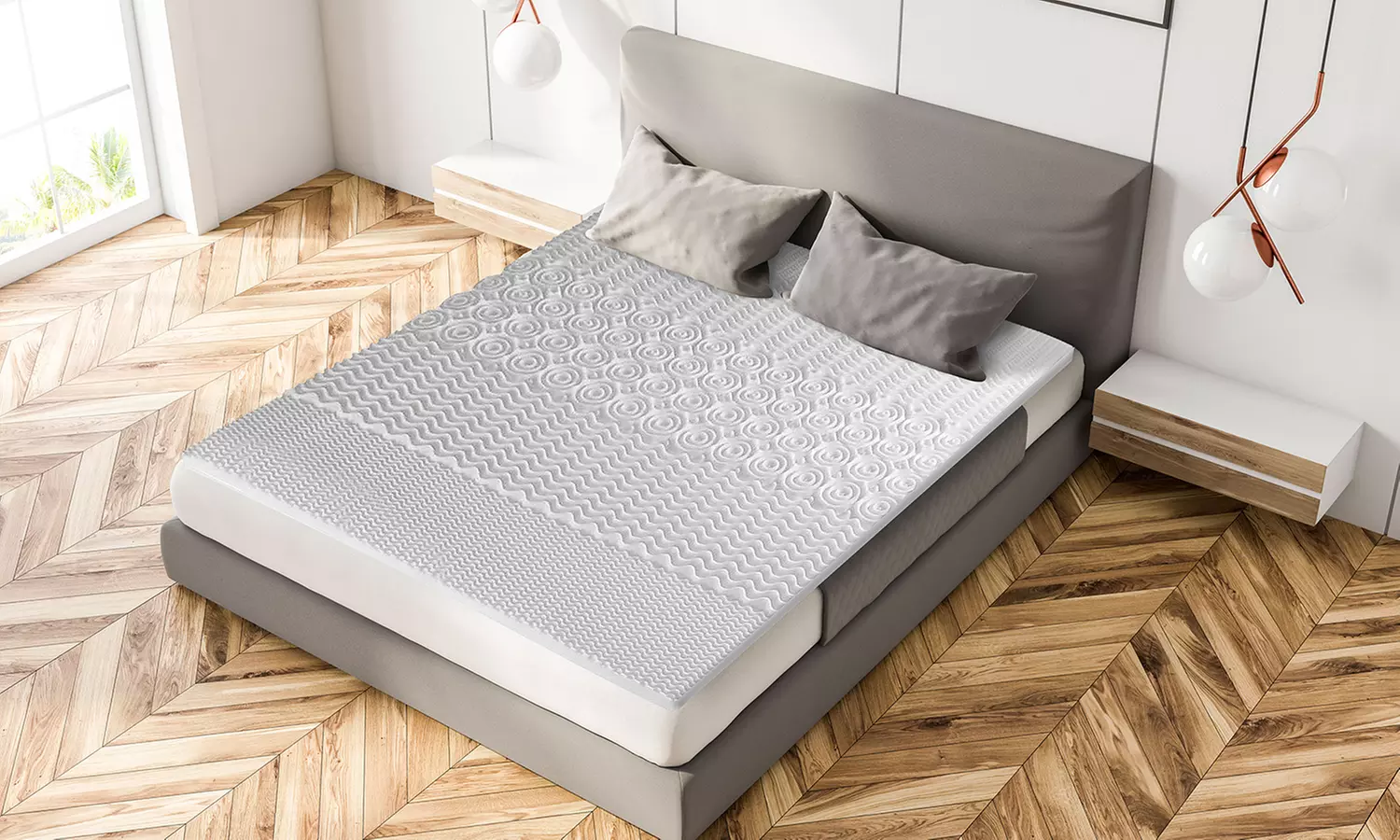 Surmatelas à mémoire de forme avec 5 zones de confort, confort optimisé, pack de couchage en option. - Primary Image