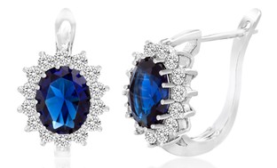 4.64 CTTW Sapphire and Swarovski Elements Earrings