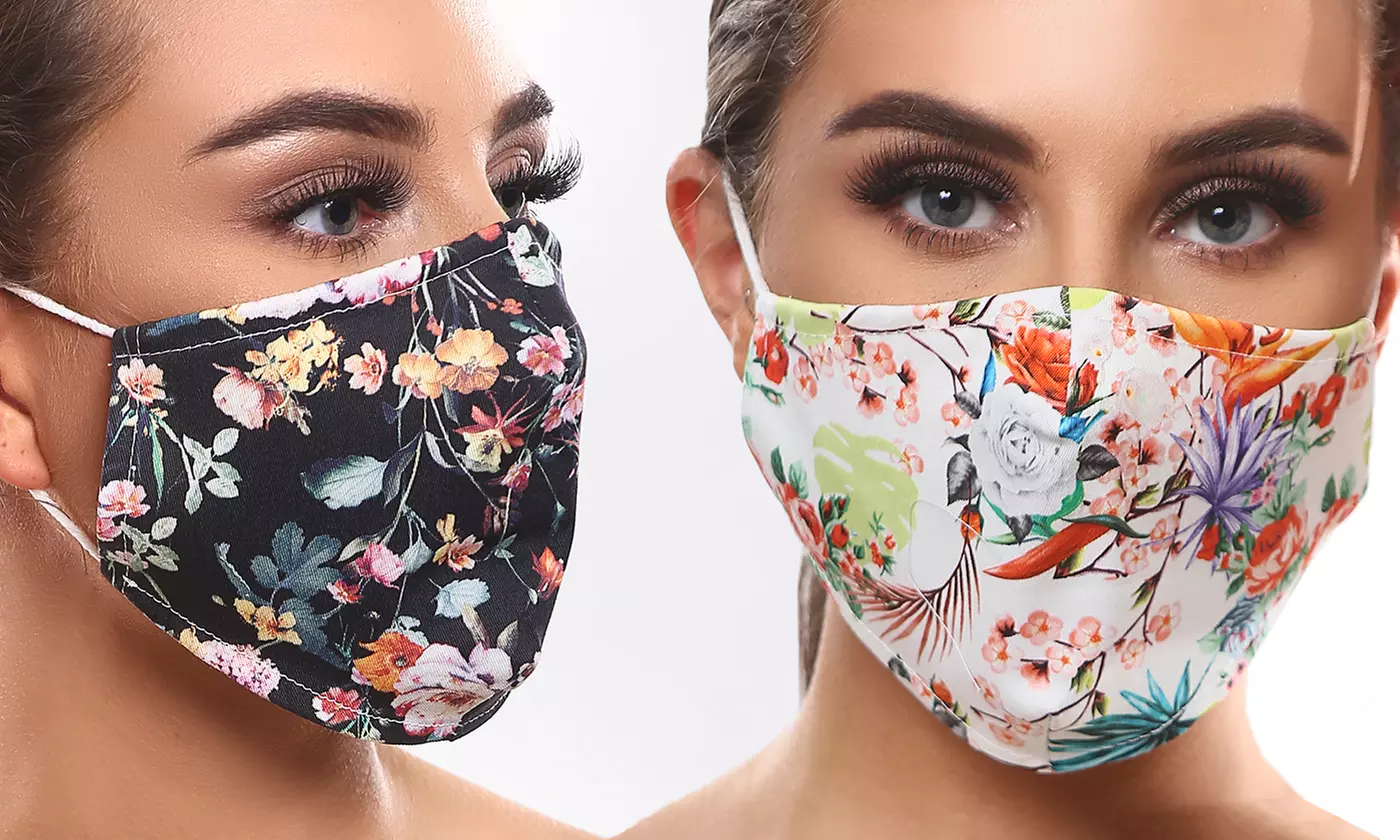Lots de 1 à 20 masques en coton réutilisables imprimés floraux - Primary Image