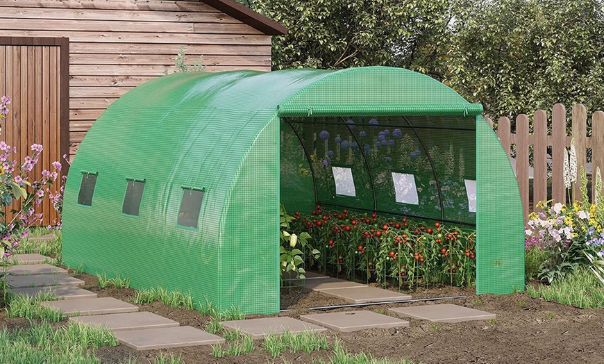 Image 1: Outsunny Walk-In Garden Greenhouse