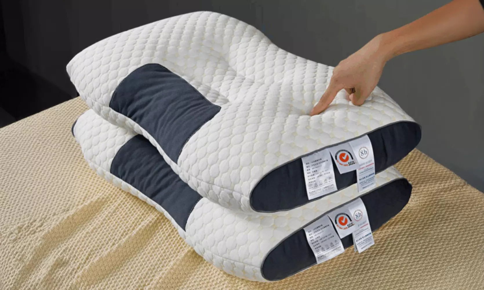 One or Two Cotton Neck Pillows, Ergonomic Support for Sleep