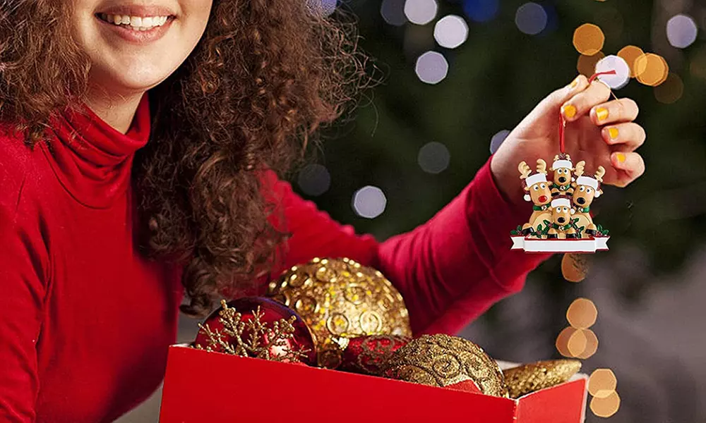 1x, 2x oder 3x beschreibbare Weihnachtbaum-Deko mit Rentier-Motiv