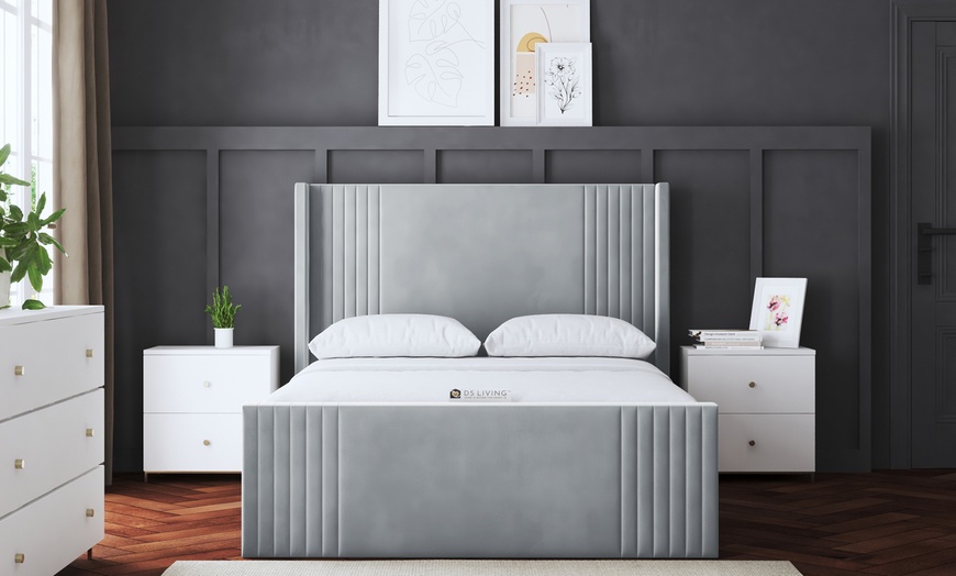 Image 15: Elara Winged Panel Bed in Various Sizes and Colours