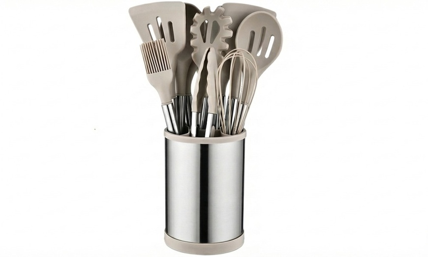 Image 3: Set d'ustensiles de cuisine en silicone 12 pièces avec support