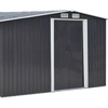 Image 11: Outdoor Black Garden Metal Storage Shed with Log Storage