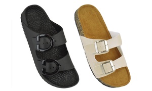 Summer Slip-On Double Strap Buckle Slider 