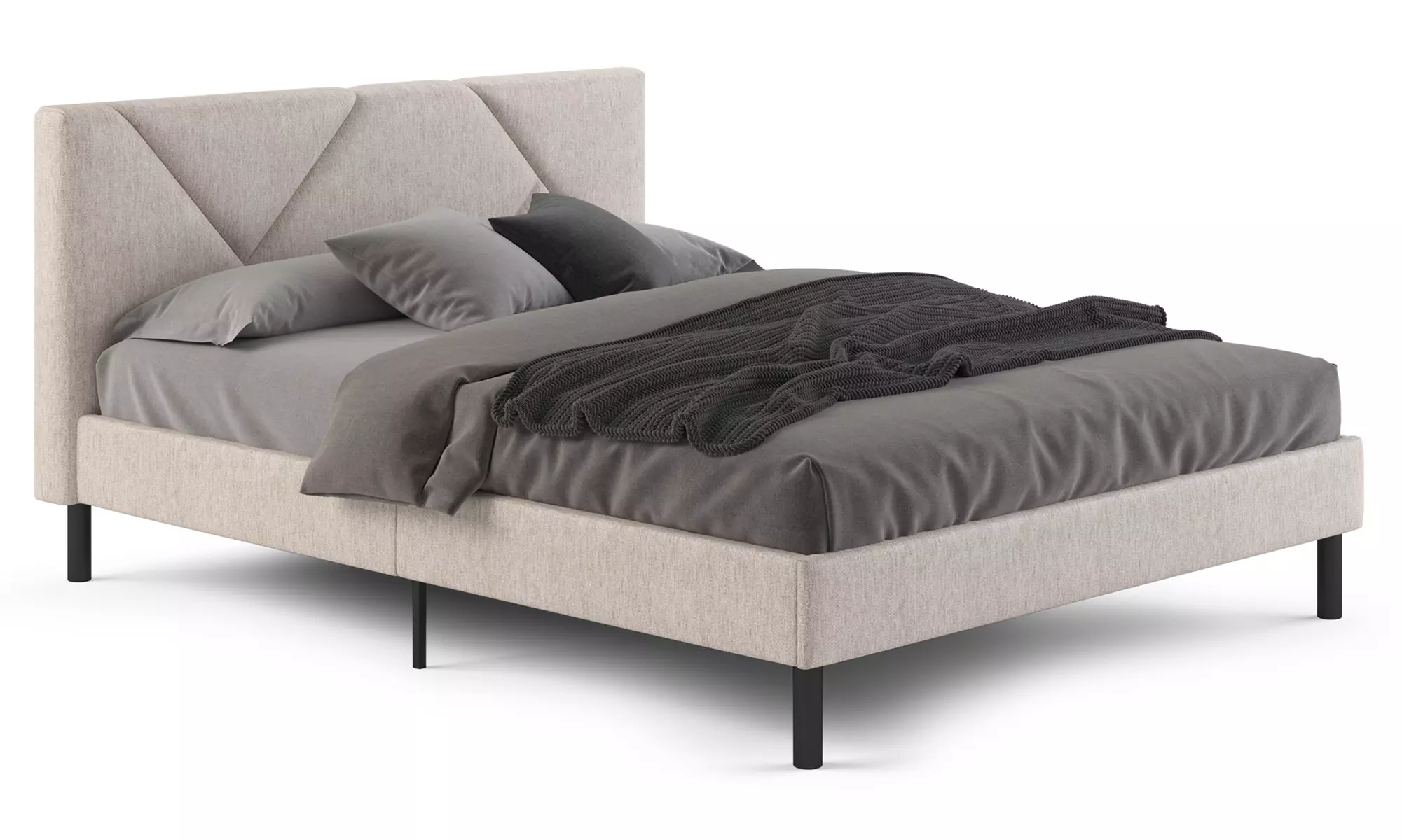 Lit design rembourré "Ric" avec rangement intelligent