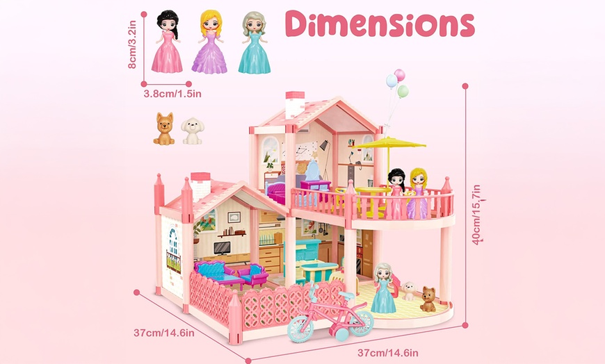 Image 21: 3D DIY Dollhouse Playset with Furniture and Figures for Kids