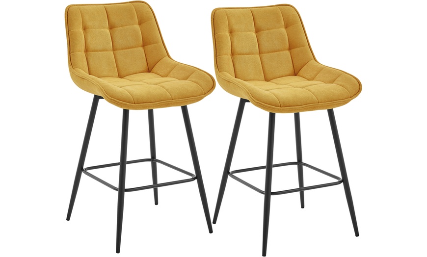 Image 8: Lot de 2 tabourets de bar en métal noir et tissu
