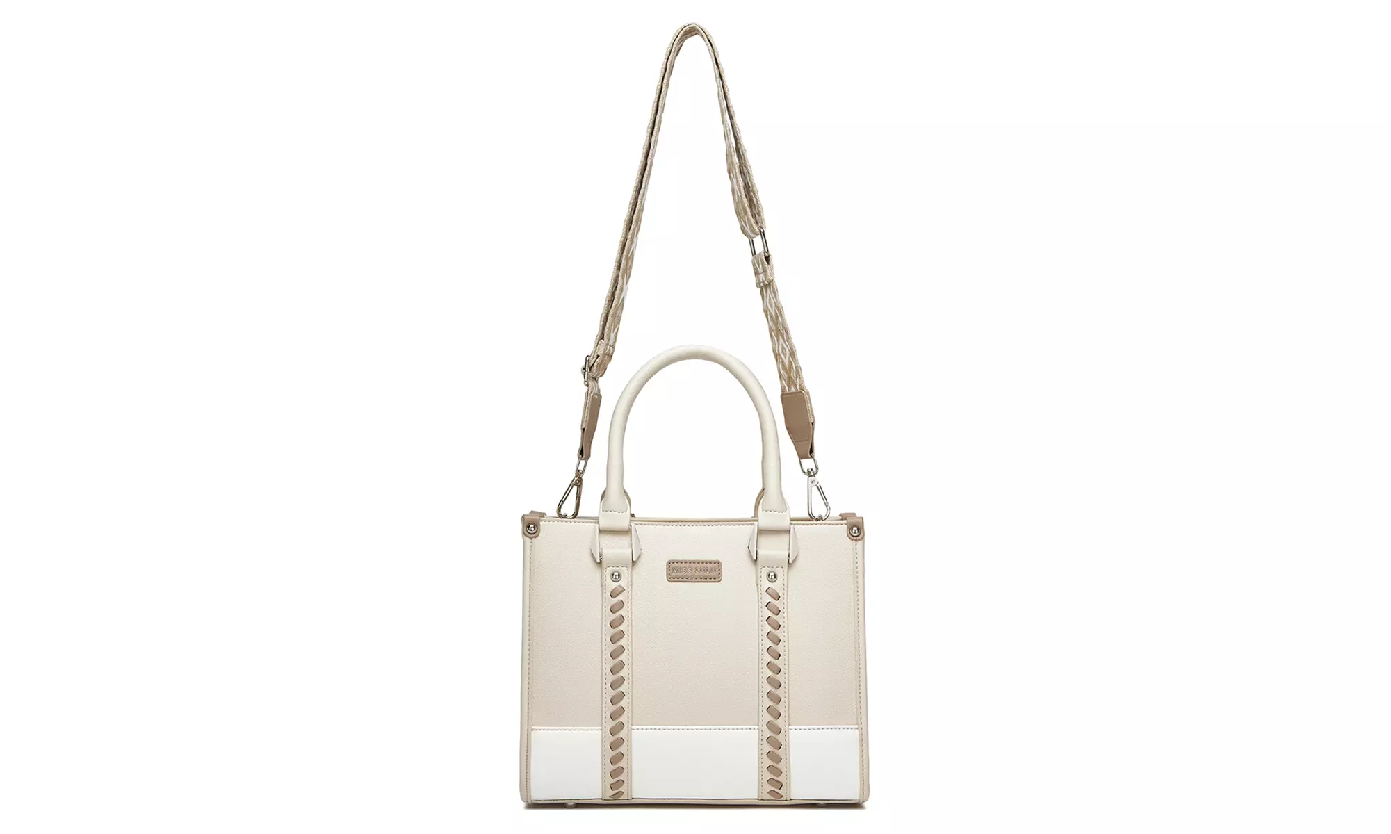 Miss Lulu PU Leather Graceful Spacious Tote Bag with Woven Trim Strap