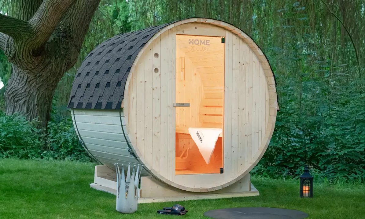 Home Deluxe Outdoor Fasssauna LAHTI für 2 Personen inklusive Zubehör