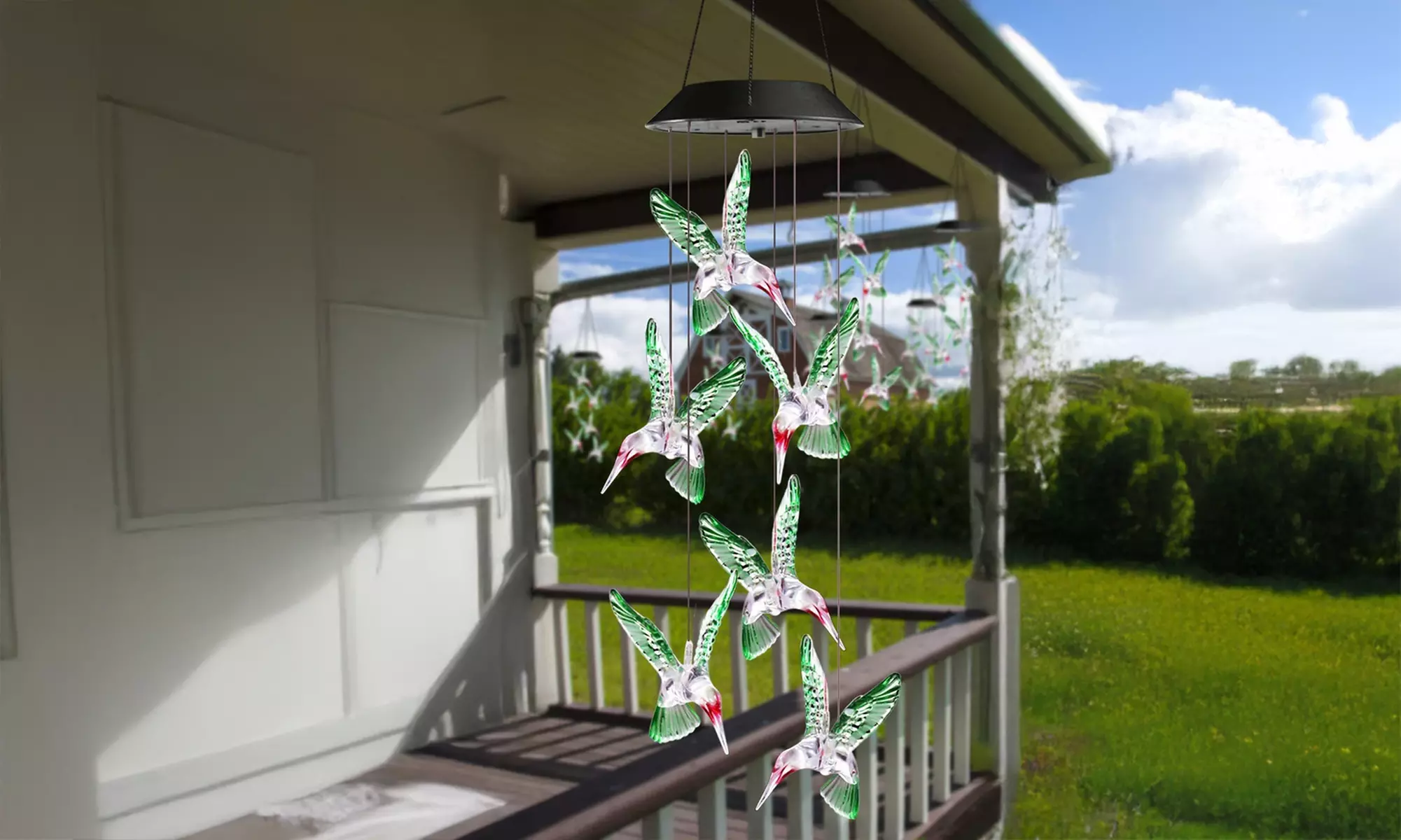 Hummingbird Solar Light Wind Chime - LED Changing Multi Color Decorative Lights