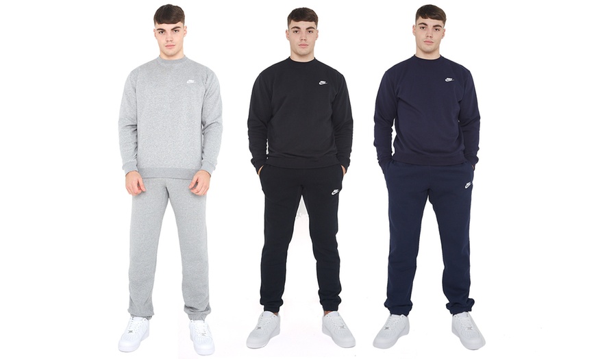Image 1: Nike Men's Crew Neck Clubfleece Tracksuit Set