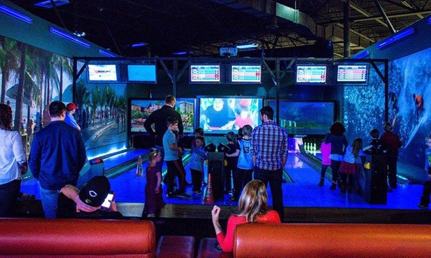 Family enjoying mini golf and go-karts