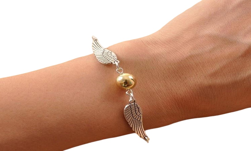 Image 3: Snitch Inspired Necklace and Bracelet Set