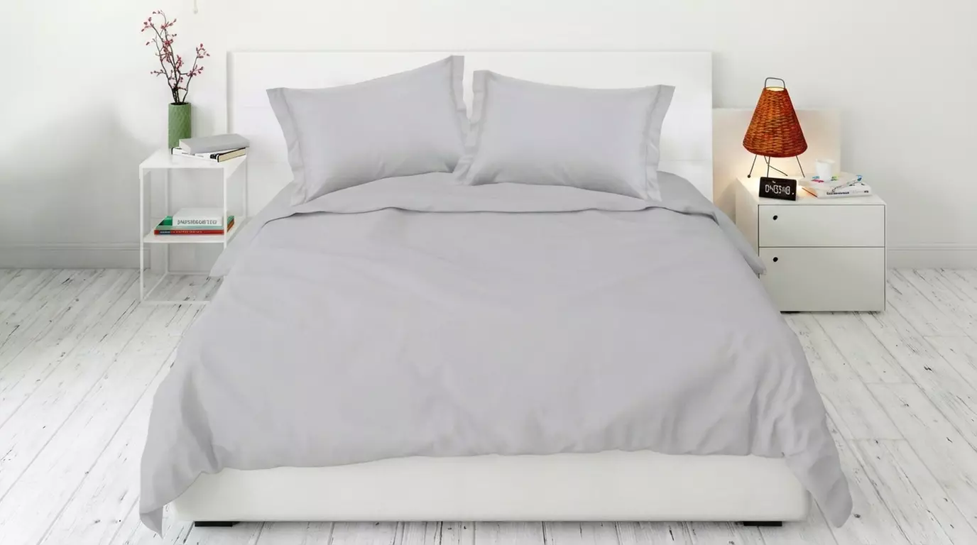 Parure copripiumino matrimoniale in 100% raso di cotone Made in Italy