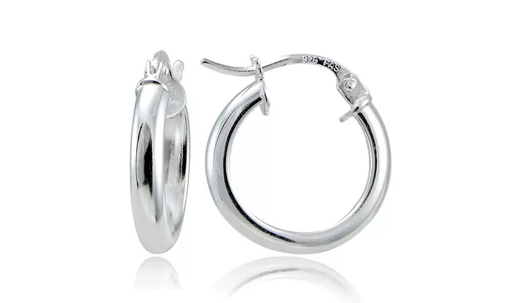 Sterling Silver 15mm Set of 3 Round Hoop Earrings