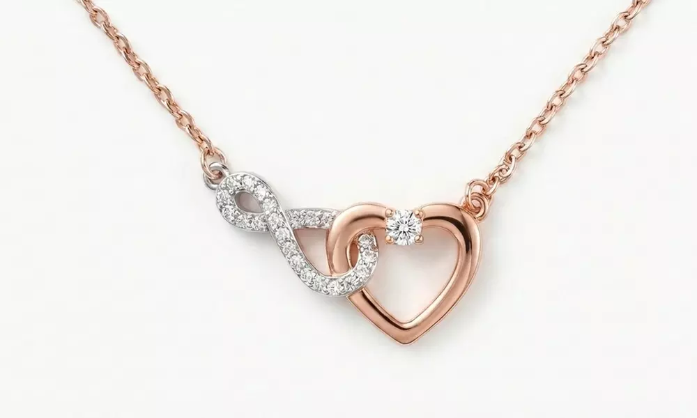 Rose Gold Heart Necklace for Couples