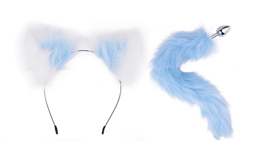 Image 7: Metal Anal Plug Fox Tail Cute Cat Ears Head Hoop Set Cosplay Toy Games