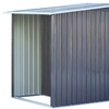 Image 3: Outdoor Black Garden Metal Storage Shed with Log Storage
