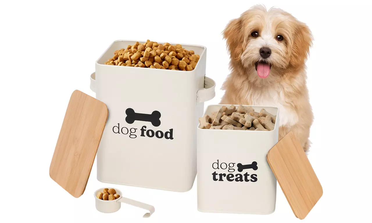 Set of Two Airtight Dog Food Storage Tins