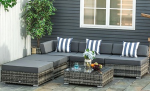 Outsunny Six-Piece Rattan-Effect Outdoor Furniture Set