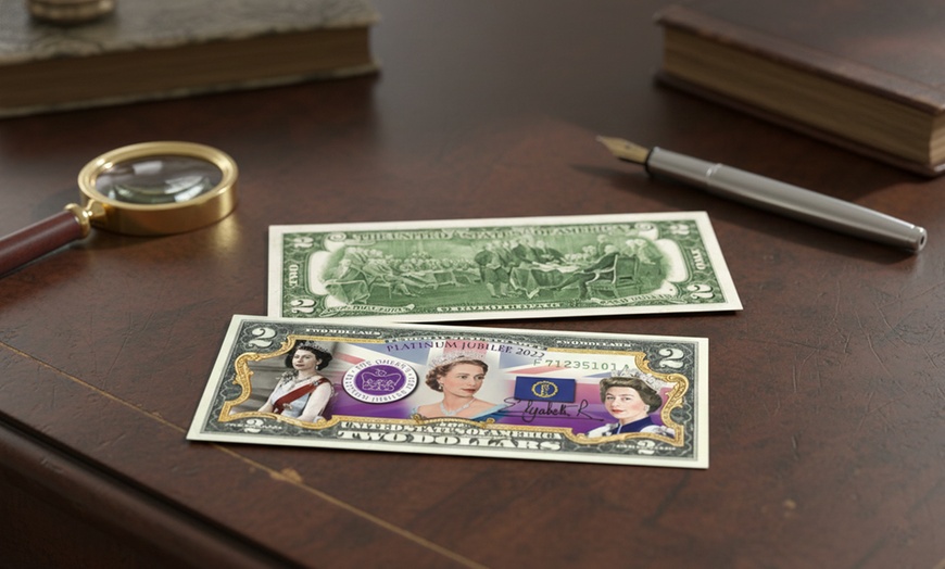 Image 1: Queen Elizabeth II "Platinum Jubilee" Genuine U.S. Legal Tender 2 Dollar Bill