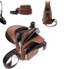 Image 8: Men Women Sling Chest Bag Leather Shoulder Cross-body Pack With USB Port