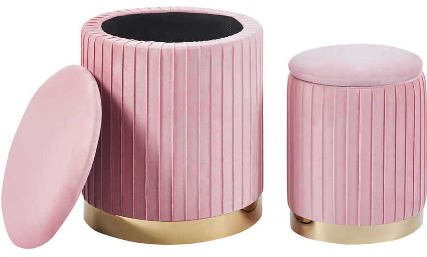 Image 23: Conjunto de pufs de terciopelo