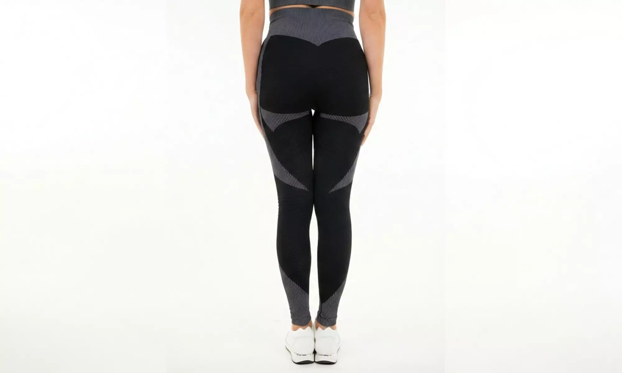 Women’s High-Waist Textured Panel Leggings with 4-Way Stretch