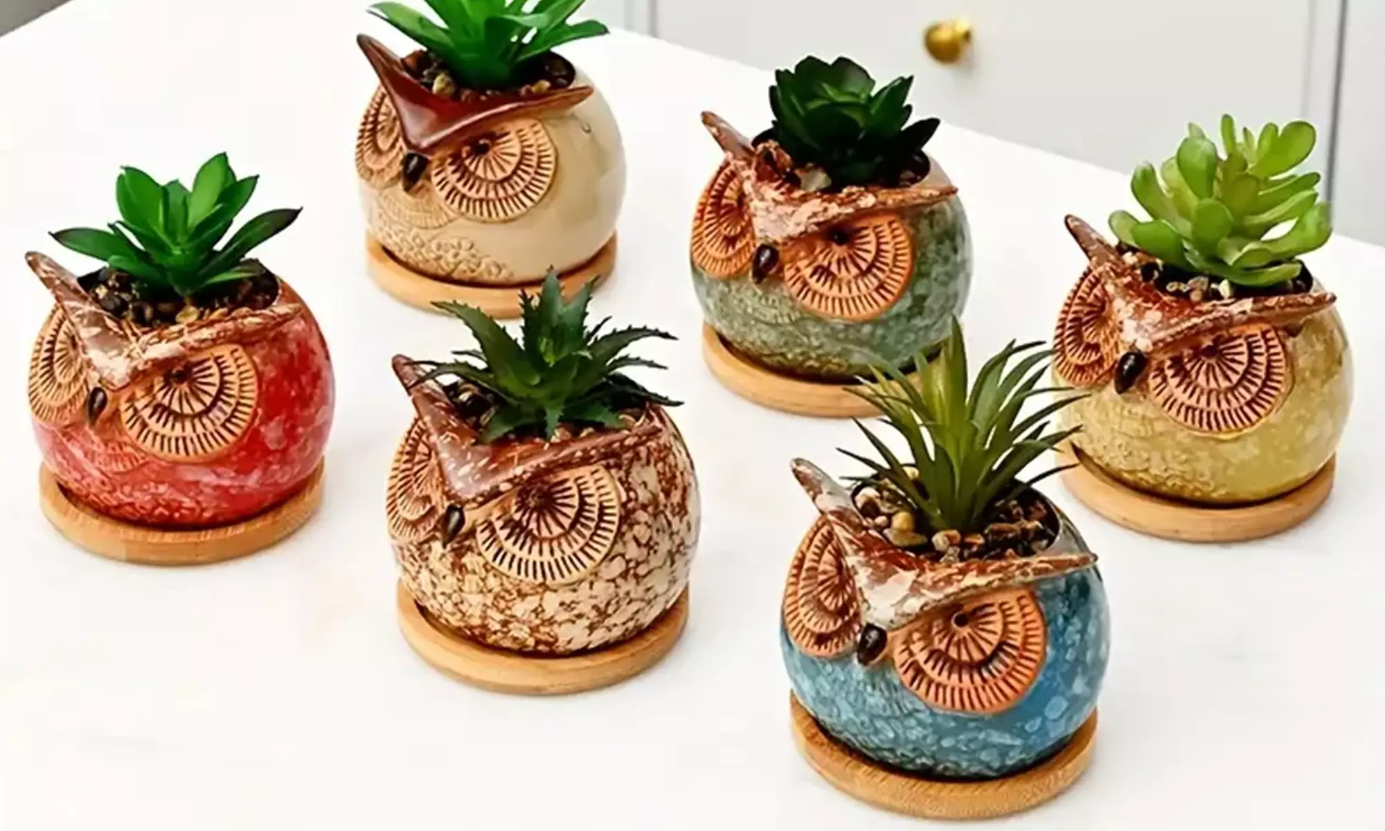 3er- oder 6er-Set Keramiktopf im Eulen Design