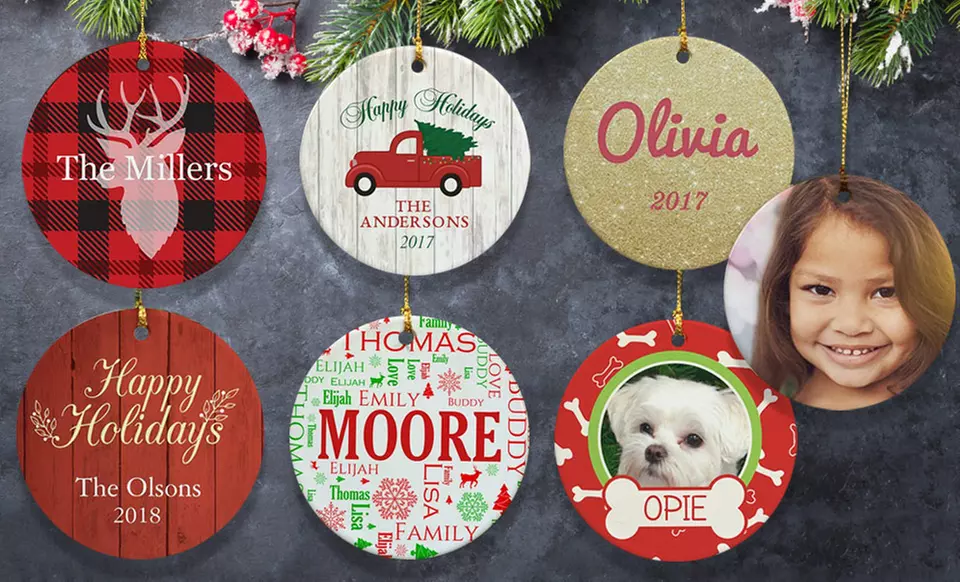 Personalized Round Ceramic Ornaments from GiftsForYouNow.com (Up to 59% Off) - Primary Image