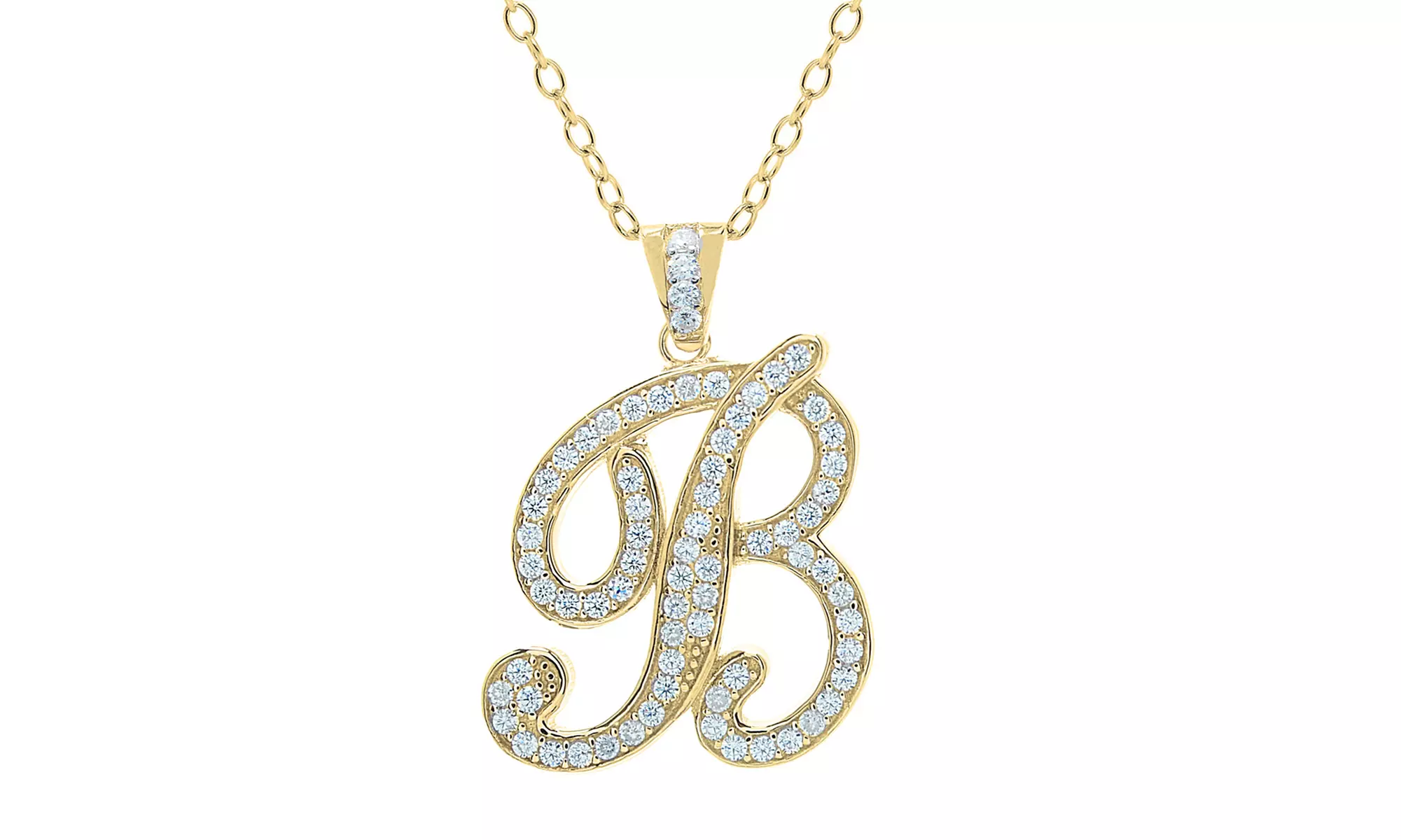 Script Initial Pendant Necklaces in Sterling Silver