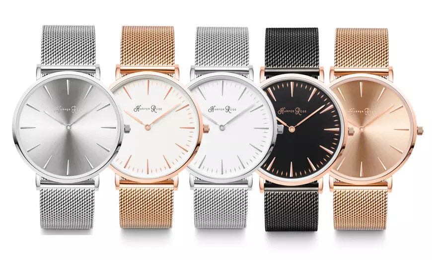 Image 1: Harper Rose Mesh Watch