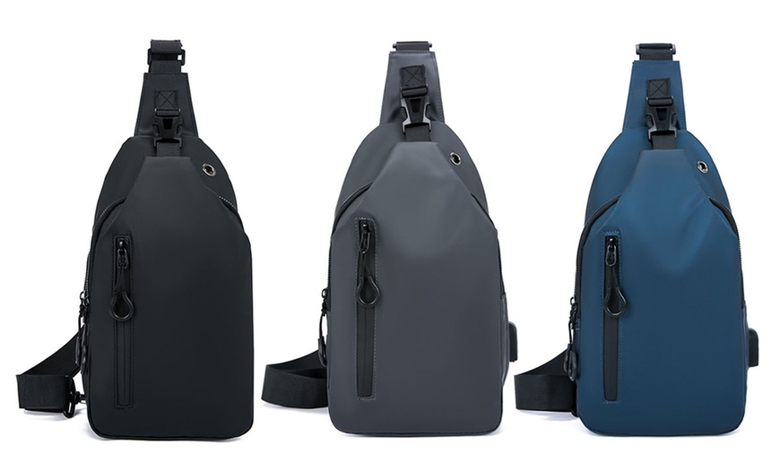 Image 11: Water-Resistant Anti-Theft Sling Bag with USB Charging Port