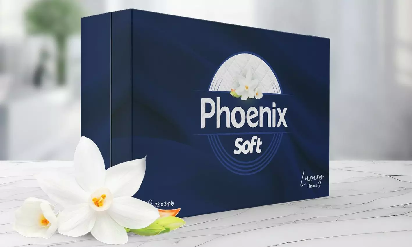 3, 10 or 24 Pack Phoenix Soft Luxury Facial Tissues - Primary Image