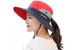 Womens UV Protection Hat Foldable Wide Brim Ponytail Sun Hats - Second Medium