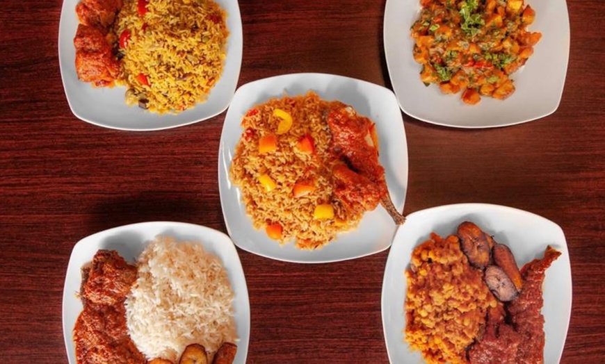 Image 1: Jollof Rice Combo or $40 Toward Nigerian Cuisine for Two or More
