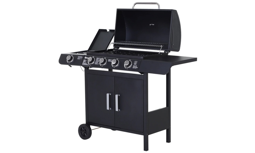 Image 2: Outsunny 4-in-1 Portable Gas BBQ with Four Stainless Steel Burners